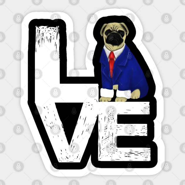 Pug Love Dog Lovers Gift Sticker by Merchweaver
